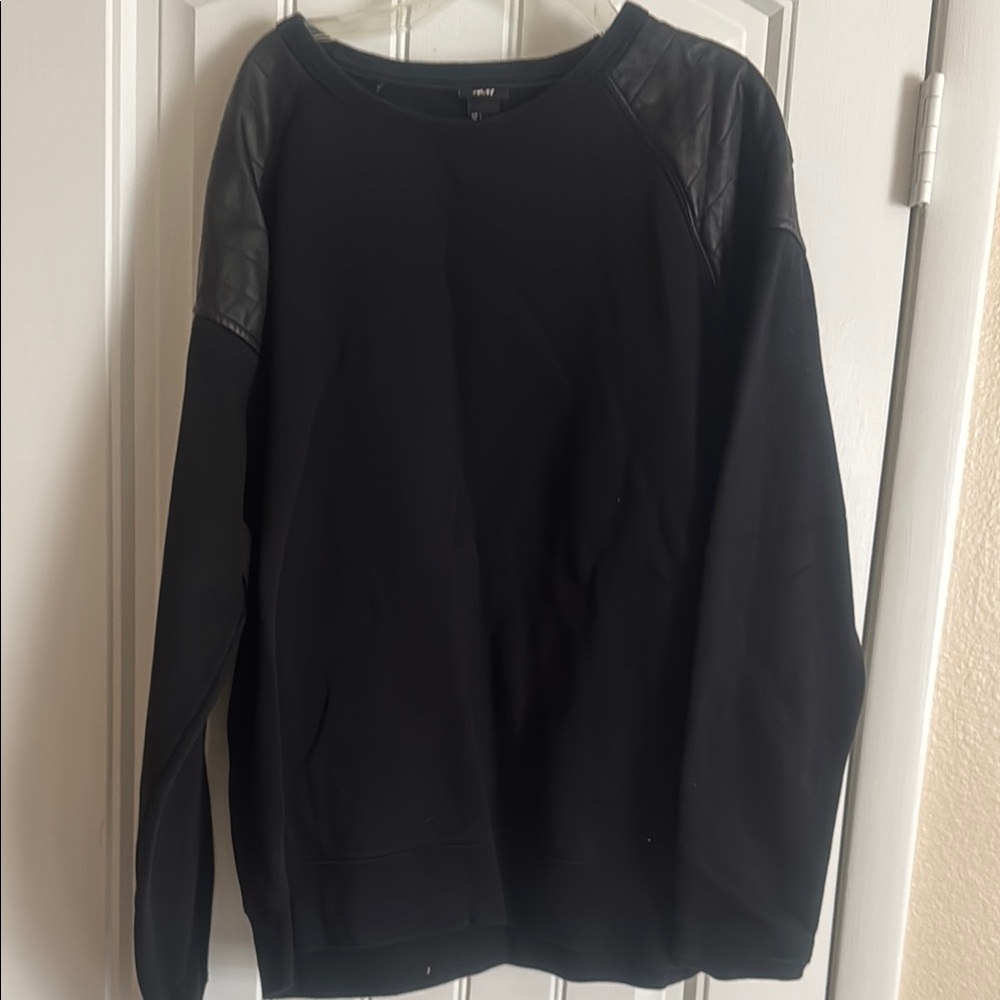 H&M Black Sweatshirt with Leather Accents for young
